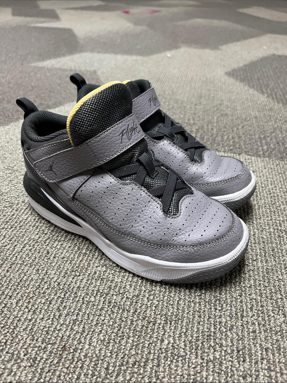 Jordan Boys Sneakers with Black and Yellow Accent size 2